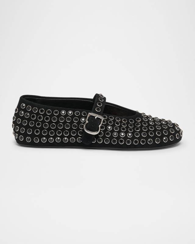 Crystal Stud Mary Jane Ballerina Flats
